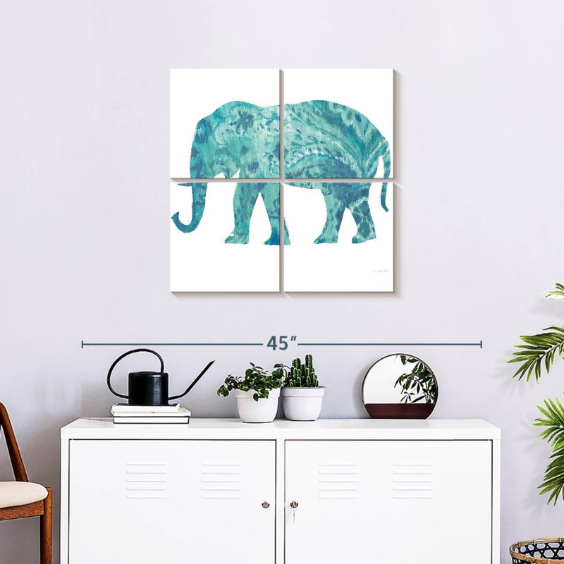 Brampt Boho Teal Elephant II, 57" H x 57" W