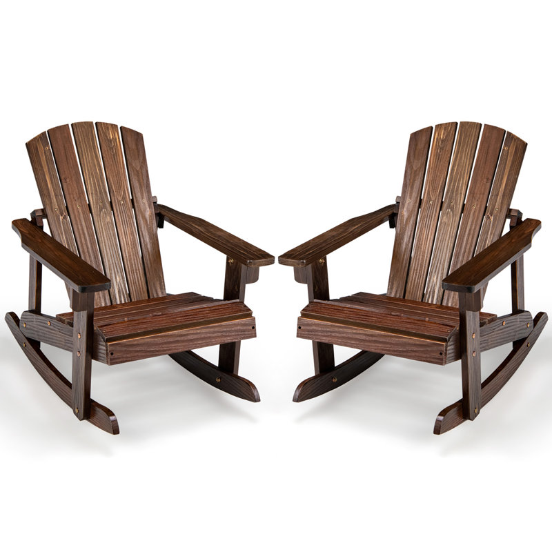 Ahona Fir Outdoor Adirondack Set, Brown