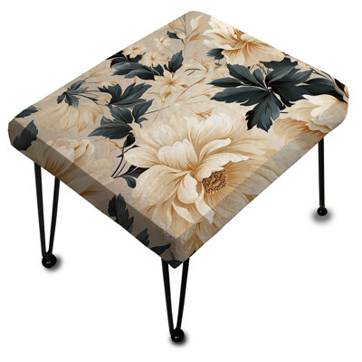 Antique Autumn Floral Elegance V - Floral Rectangle Ottoman