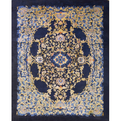 Tapis bleu antique en laine noué à la main Pékin