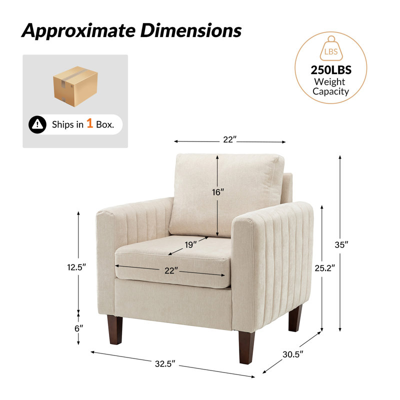 Cephisus Modern Upholstered Club Chair, Ivory