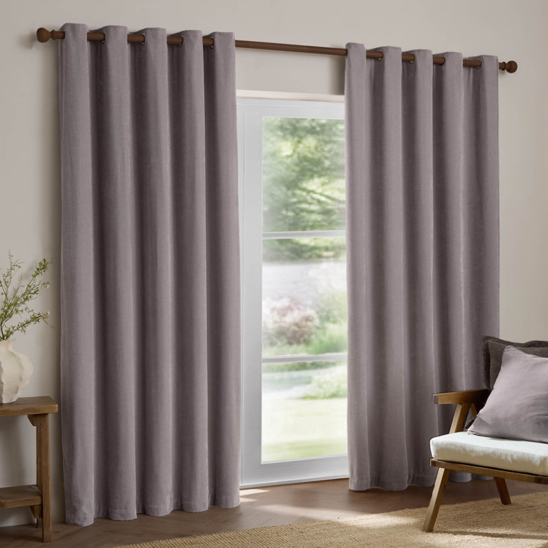 Heavy Chenille Room Darkening Curtain Panel Pair, 229cm Width x 137cm Drop
