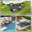 Reversible Outdoor Rug, 8' x 10' Waterproof Plastic Straw Floor Mat, Portable RV Camping Carpet, Large Floor Mat for Backyard, Deck, Picnic, Beach, Blue & White Geometric