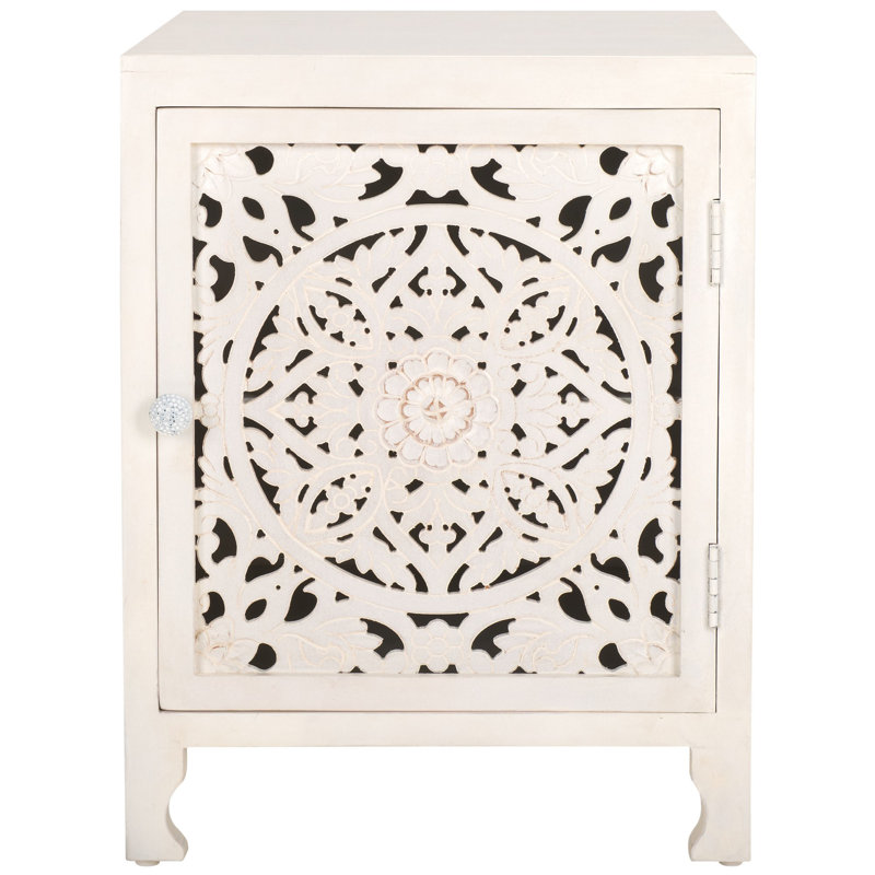 Table de chevet Farroh en blanc délavé