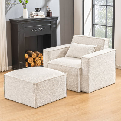 Taufner Upholstered Armchair with Ottoman
