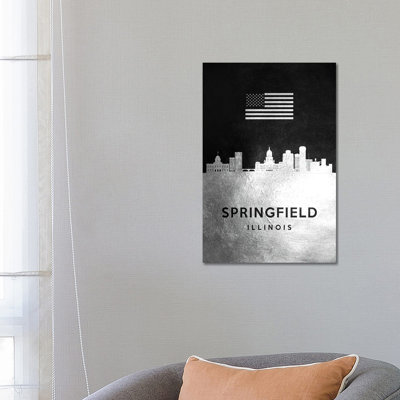 Springfield Illinois Silver Skyline 1 Piece Wrapped Canvas Painting