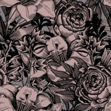 Woodcut Wallflowers 33' L x 20.5" W  Wallpaper Roll