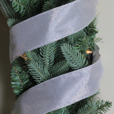 Ruban de Noël en fil d'argent tissé 2,5 pi x 10 pi