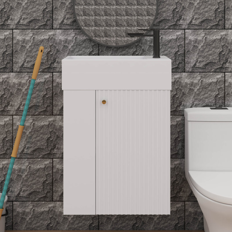 Meuble-lavabo flottant contemporain de 18,5 po avec lavabo en résine