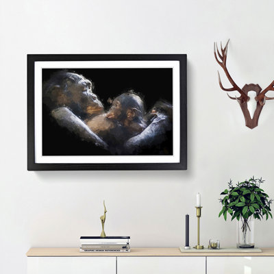Gorilla Mother & Child in Abstract - Picture Frame Graphic Art Print