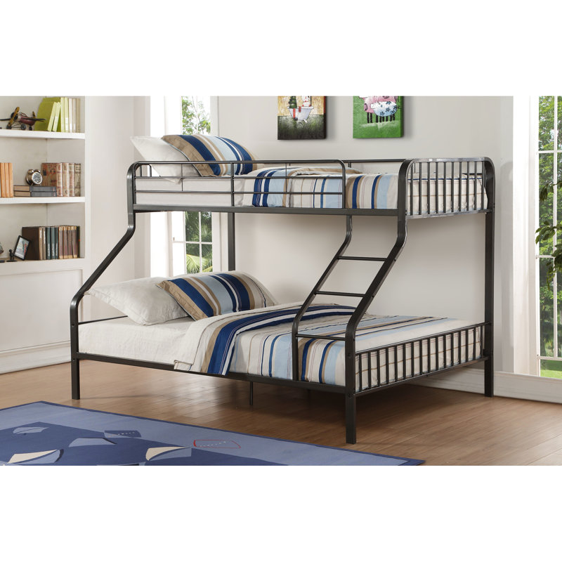 Gunmetal Bunk Bed, Twin Xl/Queen Choices, Metal Structure, Slat Setup, Rf , Guardrail, 330Lbs Capacity For Each Homologous Spot Bed With Finish, Variants, Framework, Per Unit