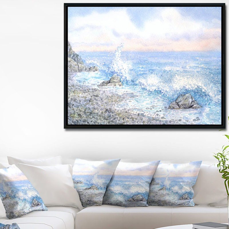 «Blue Watercolor Waters», reproduction sur toile tendue, H 12 po x l 20 po x P 1 po