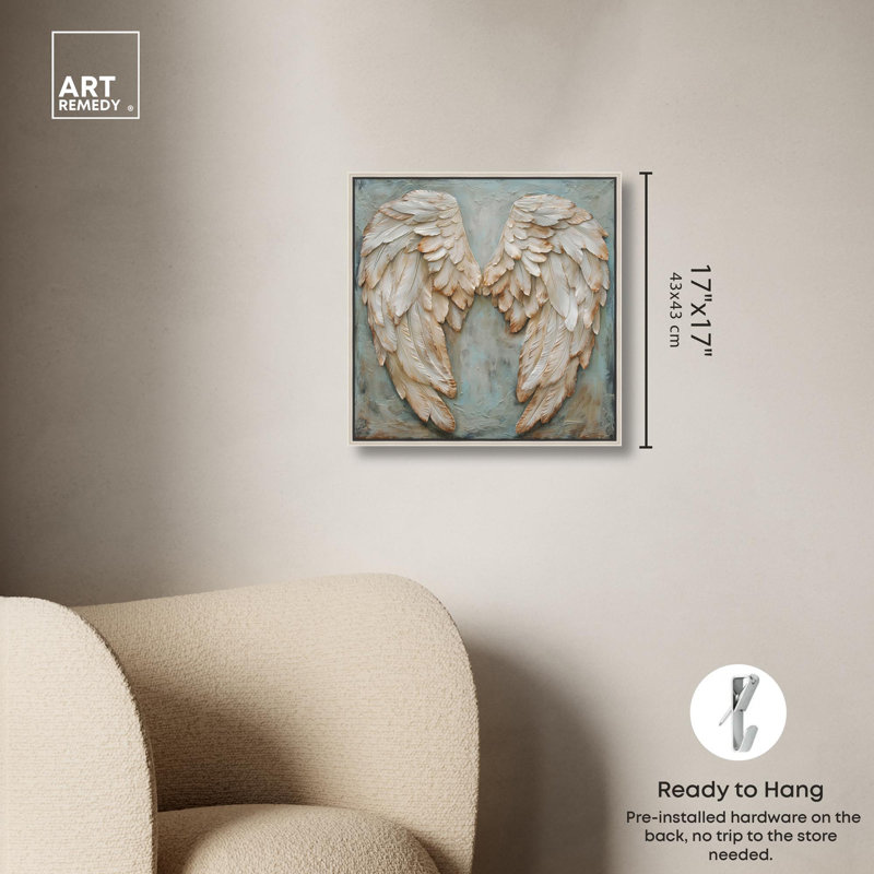 Art mural Wings of Ash I, Encadrement argenté, H 17 po x l 17 po x P 2 po