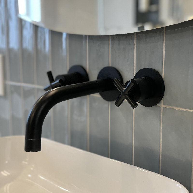 Robinet de salle de bain mural, Noir mat