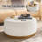 Lessman Modern 35"W Solid Wood Full Assembly Cocktail Storage Round Ottoman With Reversible Tray Top-117205059