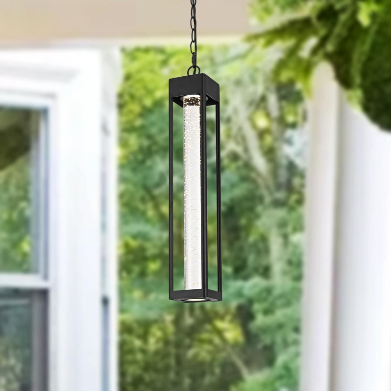 Olyssa LED Outdoor Pendant in Black, 23" H x 4" W x 4" D