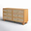 Commode tourmaline ondulée en bois naturel et rotin