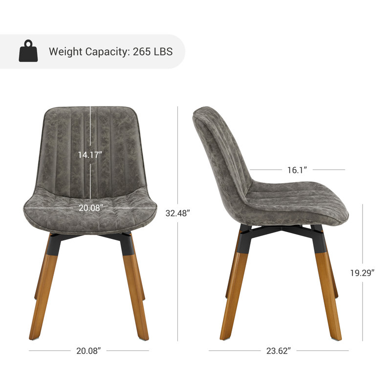 49cm H Tufted Upholstered Side Chair, Grey