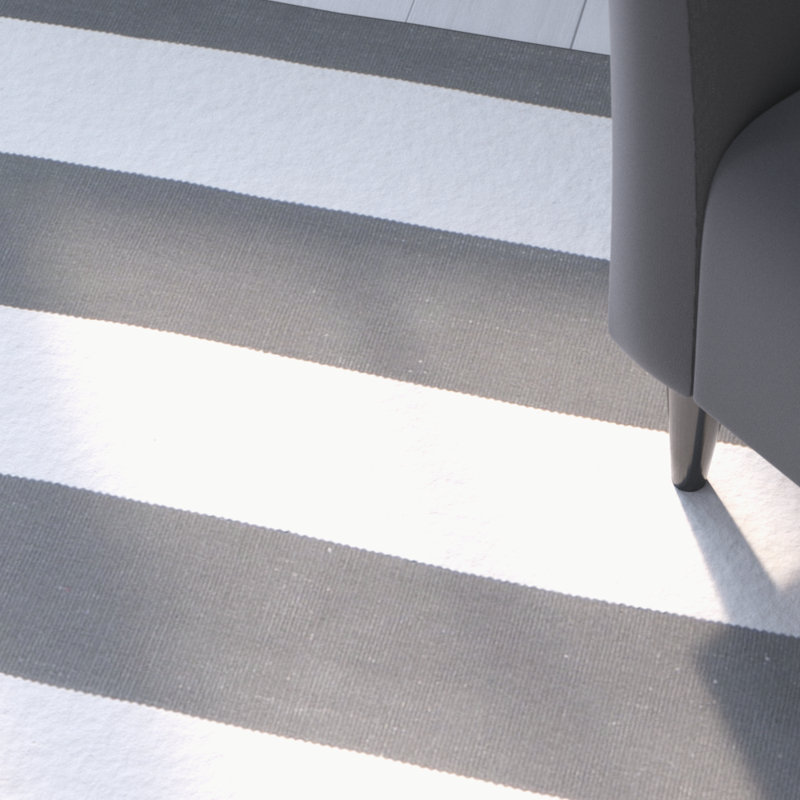 Tapis gris / ivoire en coton tissé à plat à la main Parik, Rectangle 4 pi x 6 pi