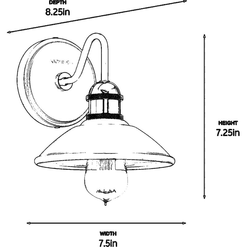 Applique murale de salle de bain à lumière simple Clyde avec design industriel rétro pour éclairage ambiant, compatible avec une ampoule E26