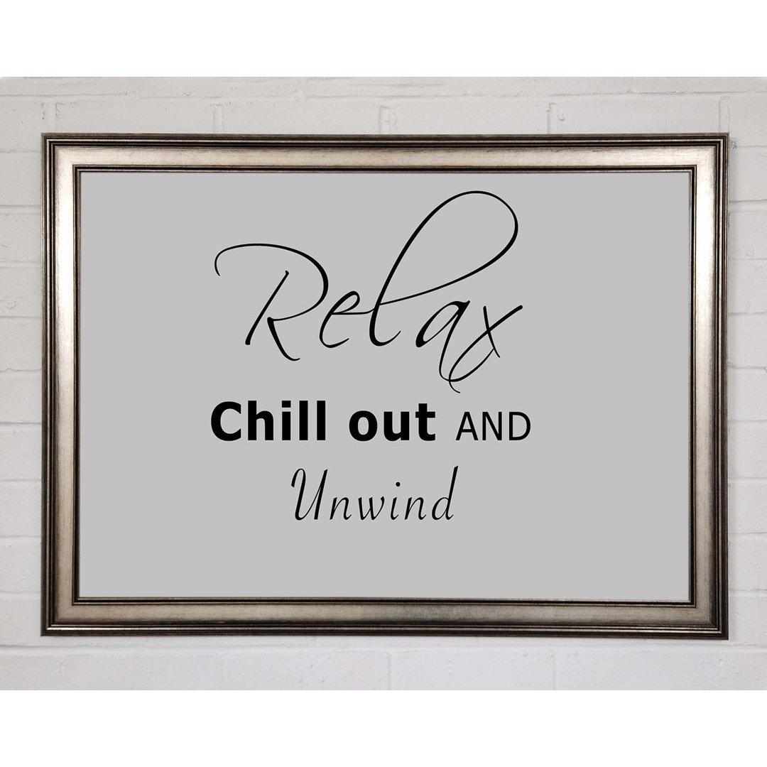 Badezimmer Zitat Relax Chill Out Grau - Einzelner Bilderrahmen Typografie