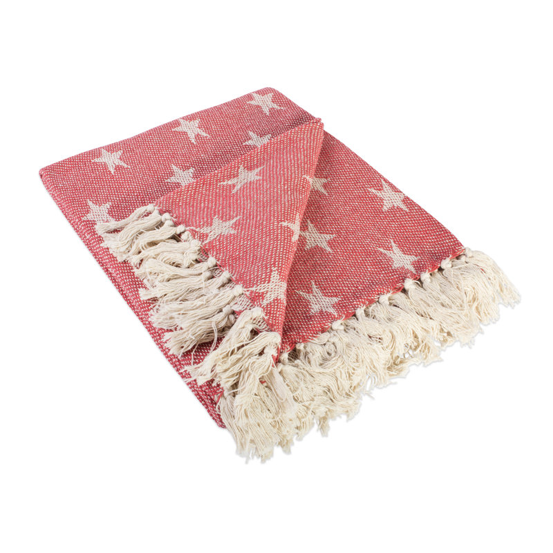  Jeté en coton Patriotic Stars, Rouge tango