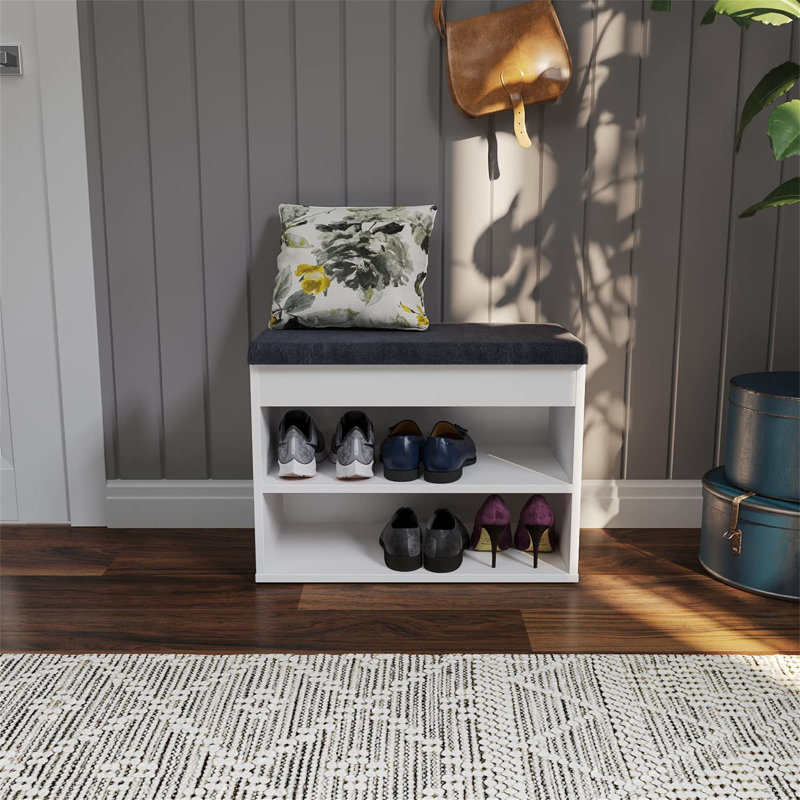 Stackable Shoe Storage Bench, White