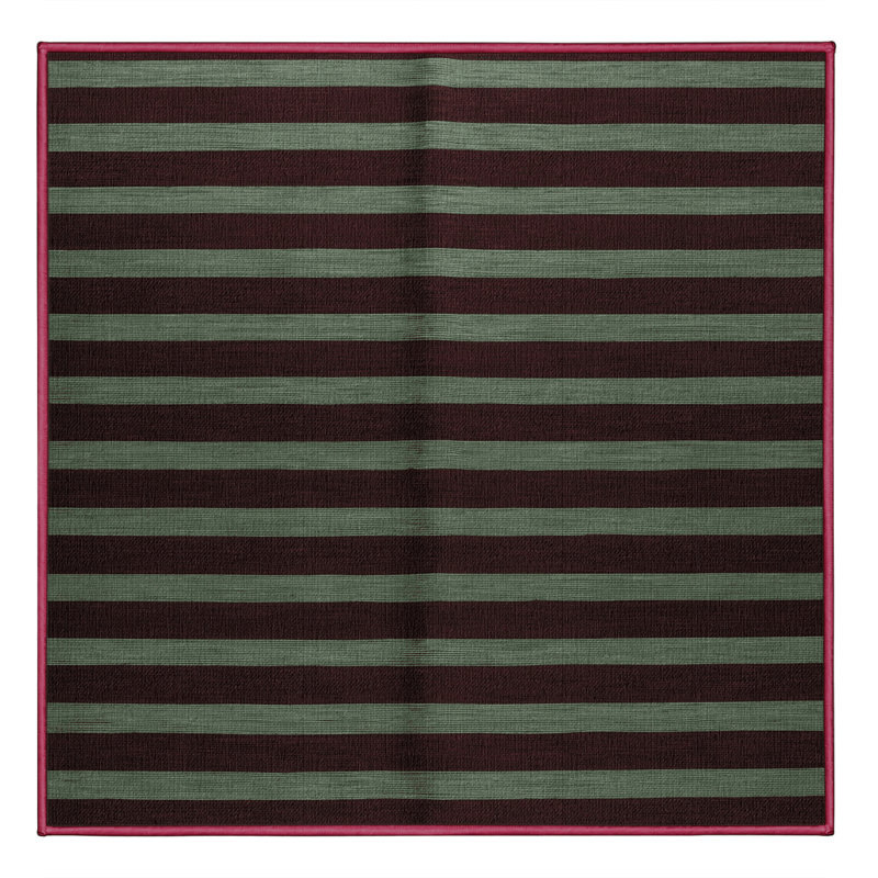 Tapis brun à rayures horizontales lavable à la machine, Carré 4 pi