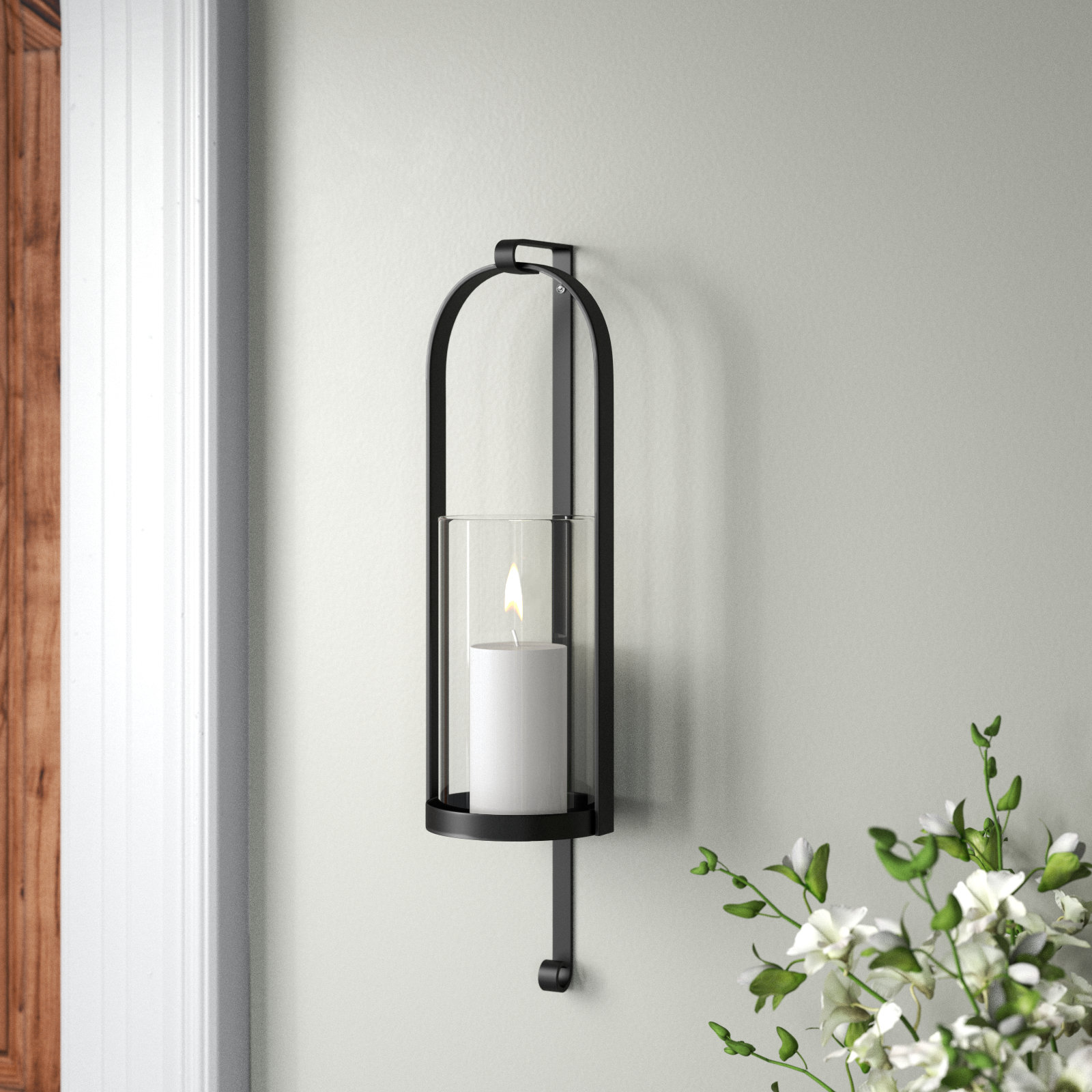 Kero Black Metal Wall Candle Holder