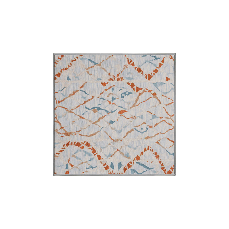 Machine Washable Gray Area Rug, Square 8'