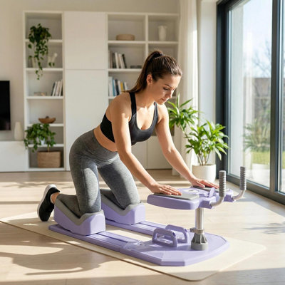 Machine d'entraînement à torsion et étirement de Crawle & Spine - Appareil cardio-vasque complet à faible impact avec poignées réglables, support pour le genou et structure en acier | Équipement de gymnastique à domicile (mauve)