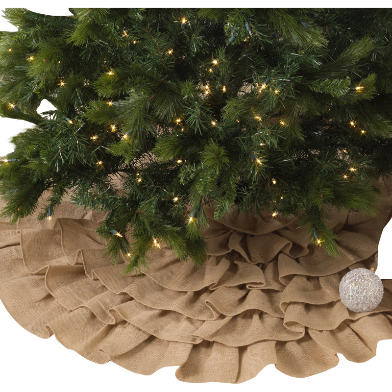 Natural Jute Ruffled Christmas Tree Skirt, 72"
