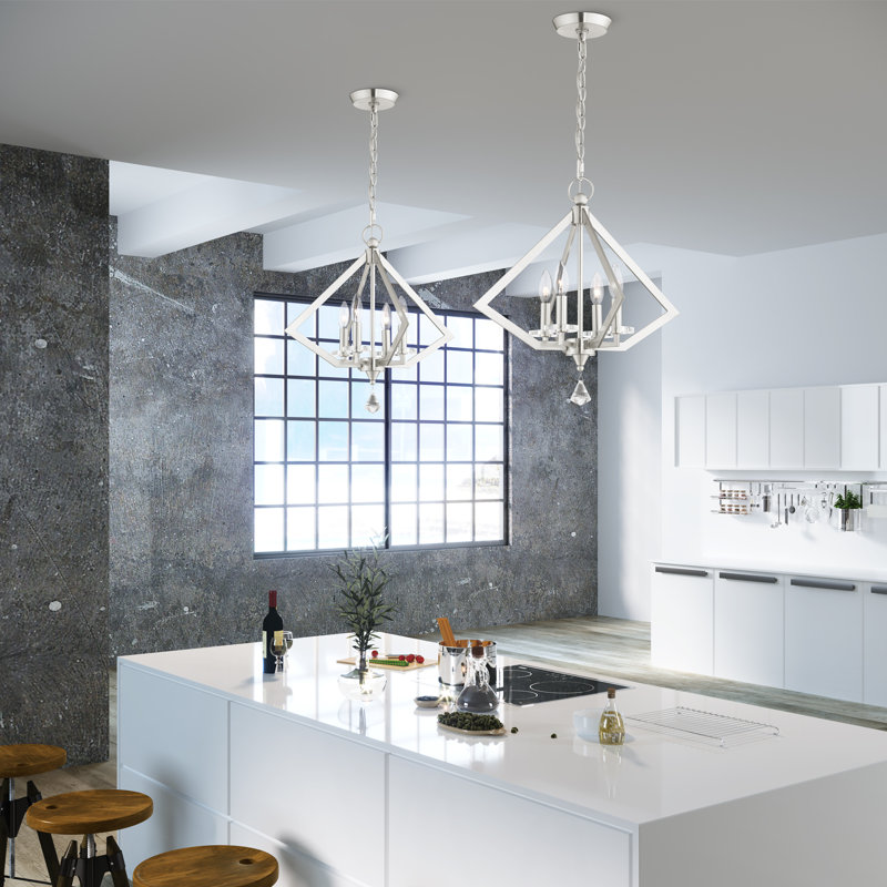 Djanae 4 - Light Dimmable Geometric Chandelier, Brushed Nickel