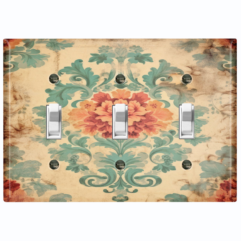 Assiette murale 3 lumières Elegant Biege Damask Rose