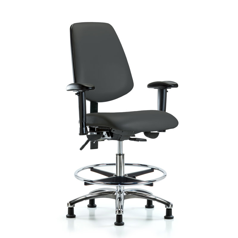 Chaise de dessinateur ergonomique Mabel, Gris anthracite, Patins, Inclus