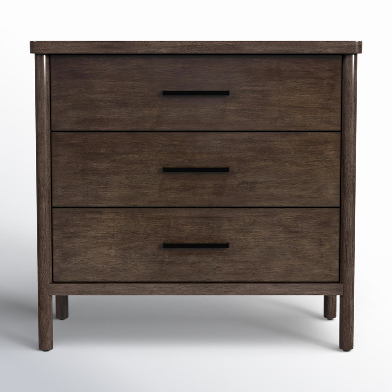 Lennon 3 Drawer Rounded Leg Dresser, Dark Brown
