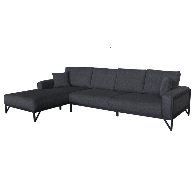 Canapé modulaire 2 pièces rembourré, Mélange de polyester gris foncé