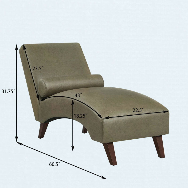 Chaise longue rembourrée de style Mid-Century courbé, Olive Green