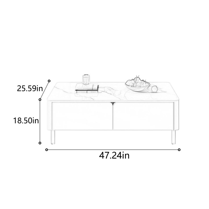 Table à thé rectangulaire All Rock, H 18,5 po x L 47,24 po x l 25,59 po