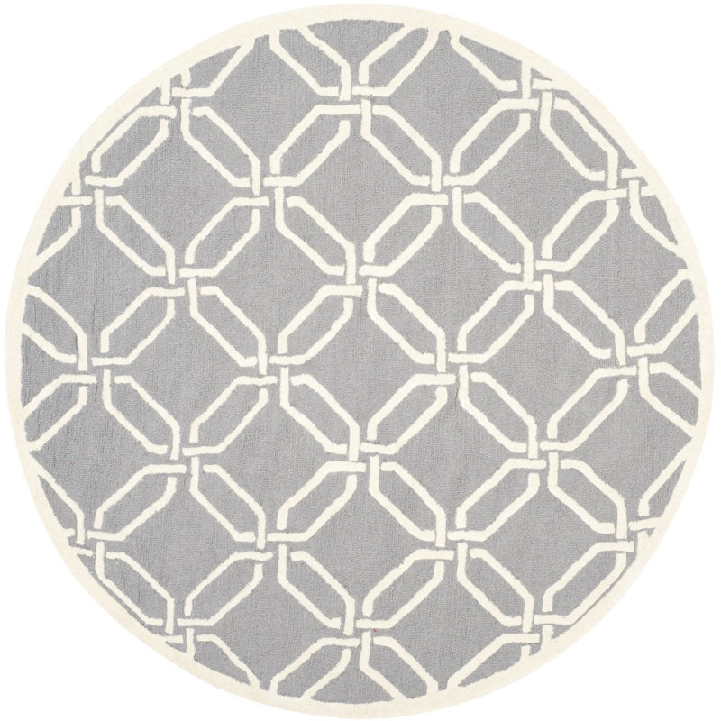 Martins Hand Tufted Wool Geometric Rug, Round 6'