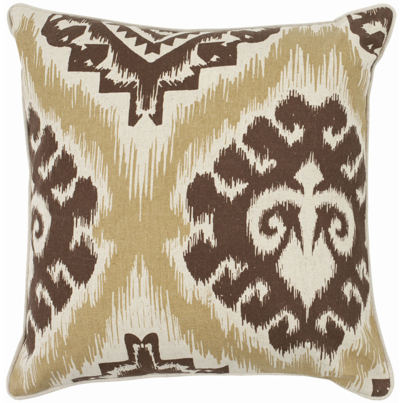 Joyce Embroidered Feather Linen Reversible Throw Pillow, 18"