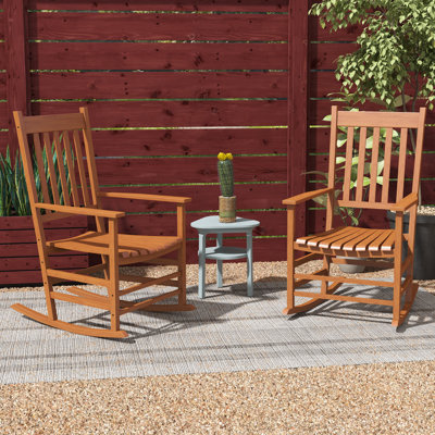 Outdoor Rockfield Rocking Solid Wood Chair by Beachcrest Home
