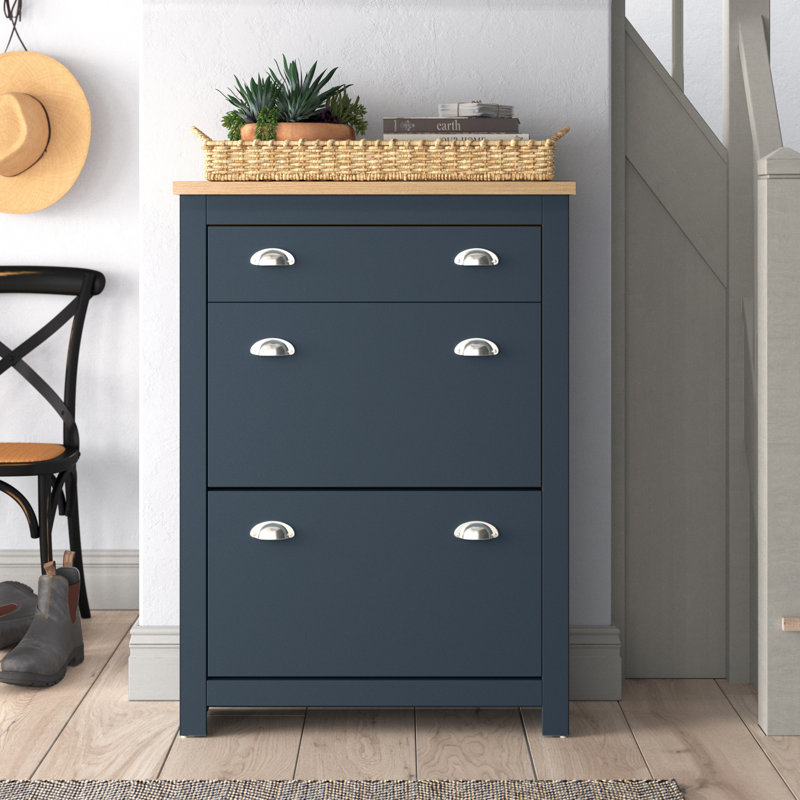 Renningers 12 Pair Shoe Storage Cabinet, Blue