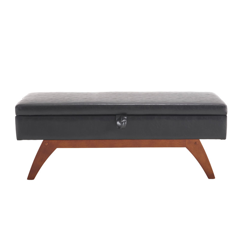46.8'' Wide Rectangle Storage Ottoman, Black