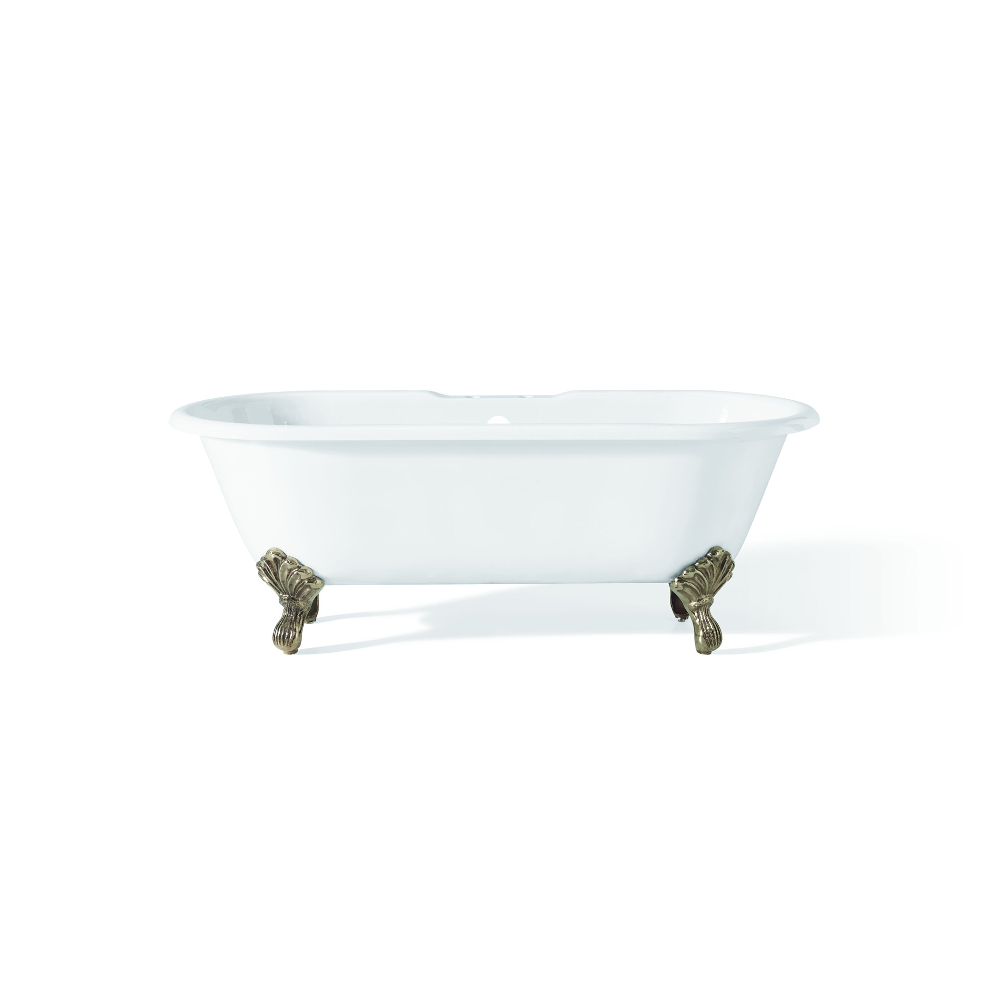 Kristin 68'' Soaking Cast Iron Bathtub, Brushed Nickel, White Interior with White Exterior