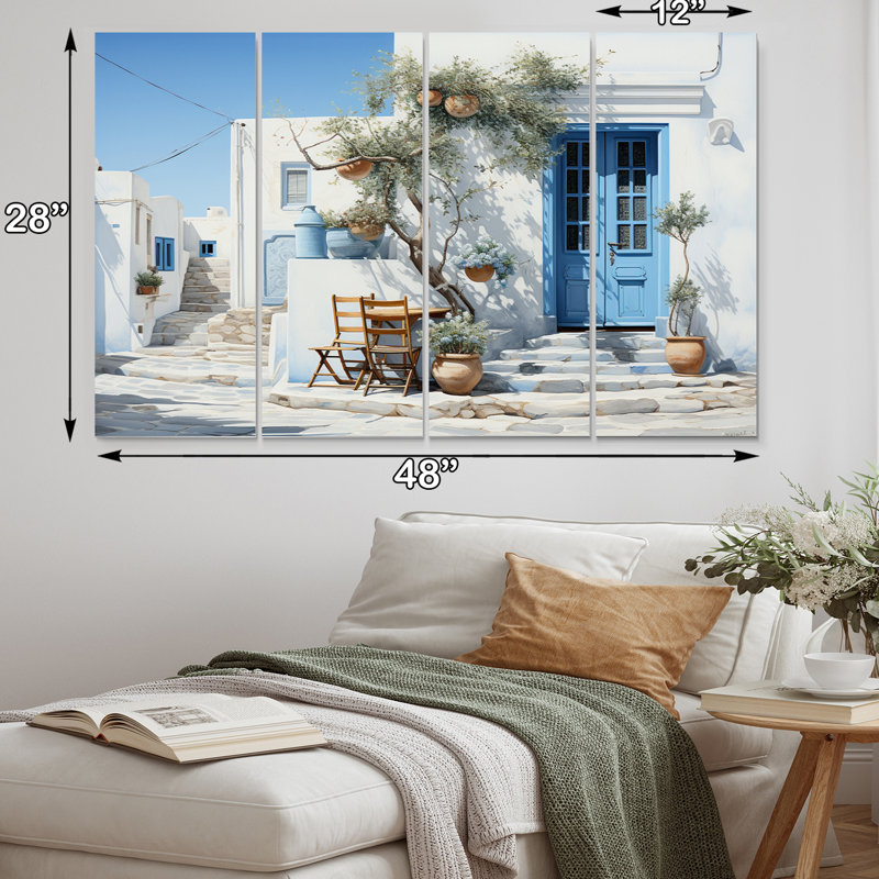 «Grèce Cycladic Harmony IV» sur toile, reproduction de 4 pièces