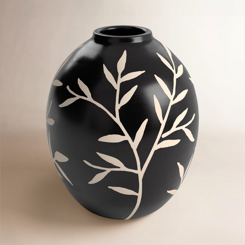 Orlova Handmade Terracotta Table Vase, 6.75" H x 6" W x 6" D