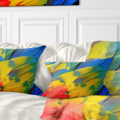 Scarlet Macaw Feathers - Floral Printed Pillow