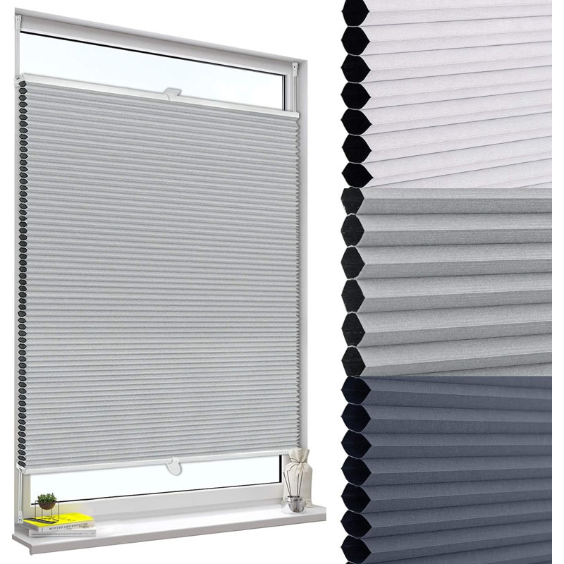 Blackout Pleated Shade, Grey/White, 80cm W x 120cm L