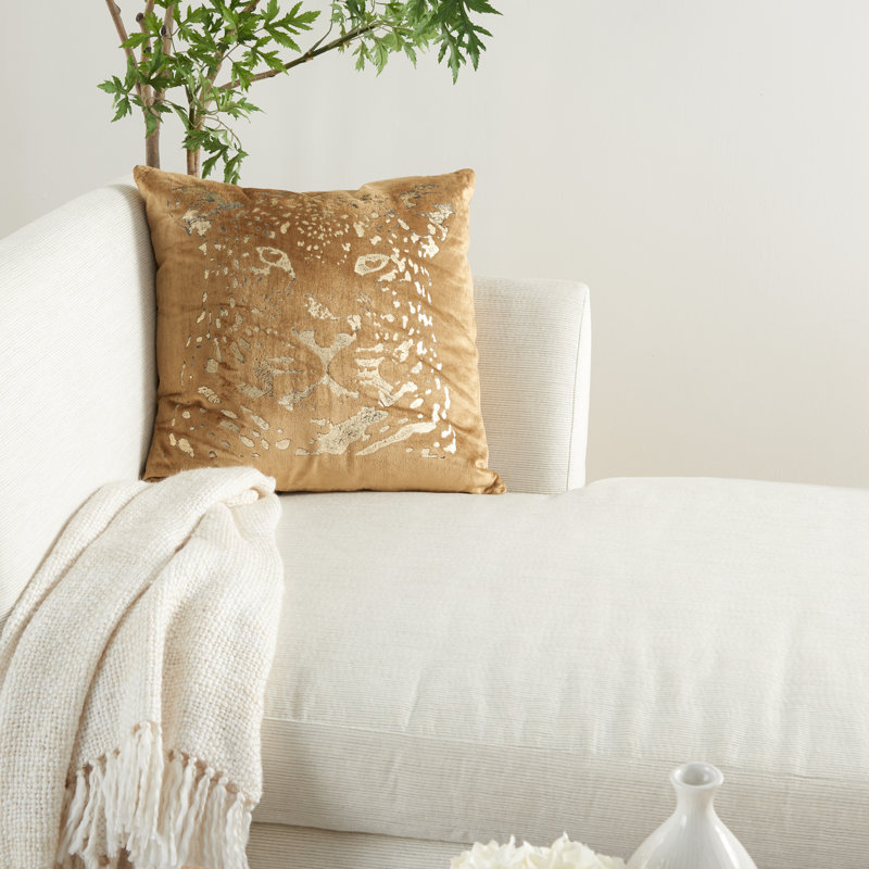  Square Pillow Cover & Insert, Beige/Gold